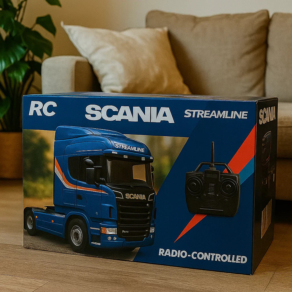 Miniatura Realista de Controle Remoto Caminhão Scania S540 6X4 + Carreta de Brinde