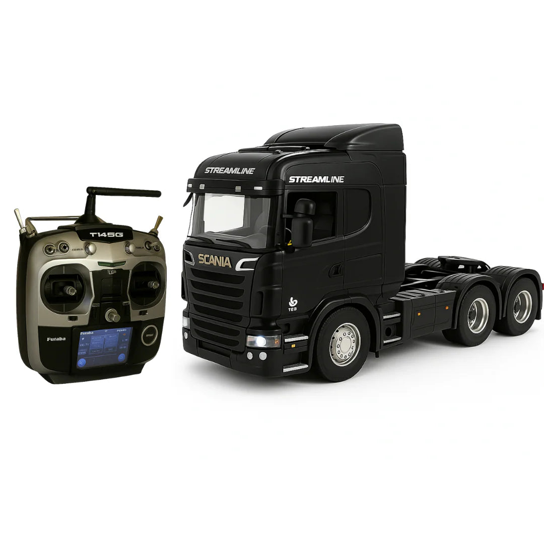 Miniatura Realista de Controle Remoto Caminhão Scania S540 6X4 + Carreta de Brinde