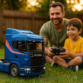 Miniatura Realista de Controle Remoto Caminhão Scania S540 6X4 + Carreta de Brinde