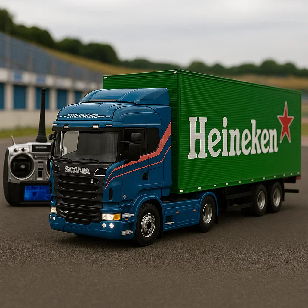 Miniatura Realista de Controle Remoto Caminhão Scania S540 6X4 + Carreta de Brinde